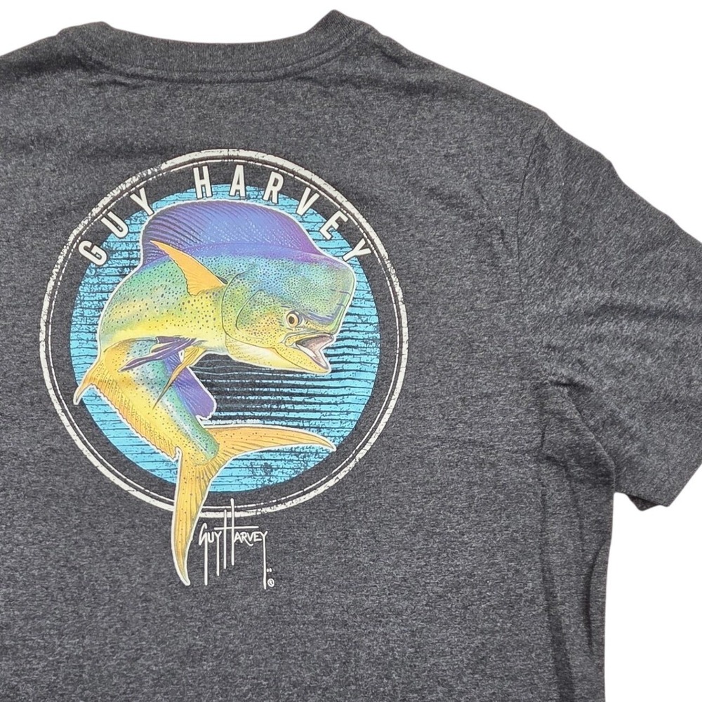 Guy Harvey El Dorado Offshore Fishing Graphic SS T-Shirt Gray Mens Large